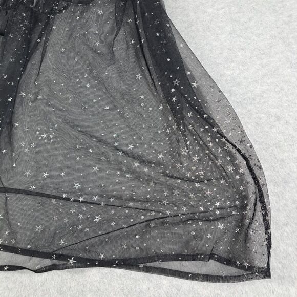 Victorias Secret Sheer Glitter Star Robe M-L Long Cruise Bling Black - Picture 4 of 9